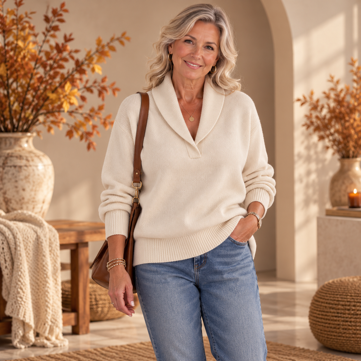 Evelyn™ | Elegant Shawl Collar Knit