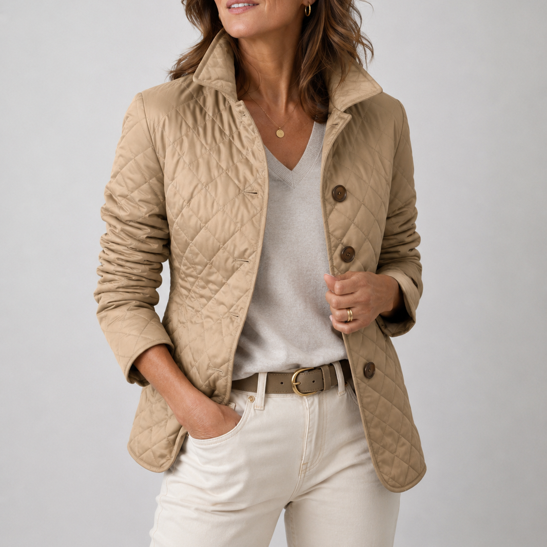 Lesley Diamond Quilted Button Jacket