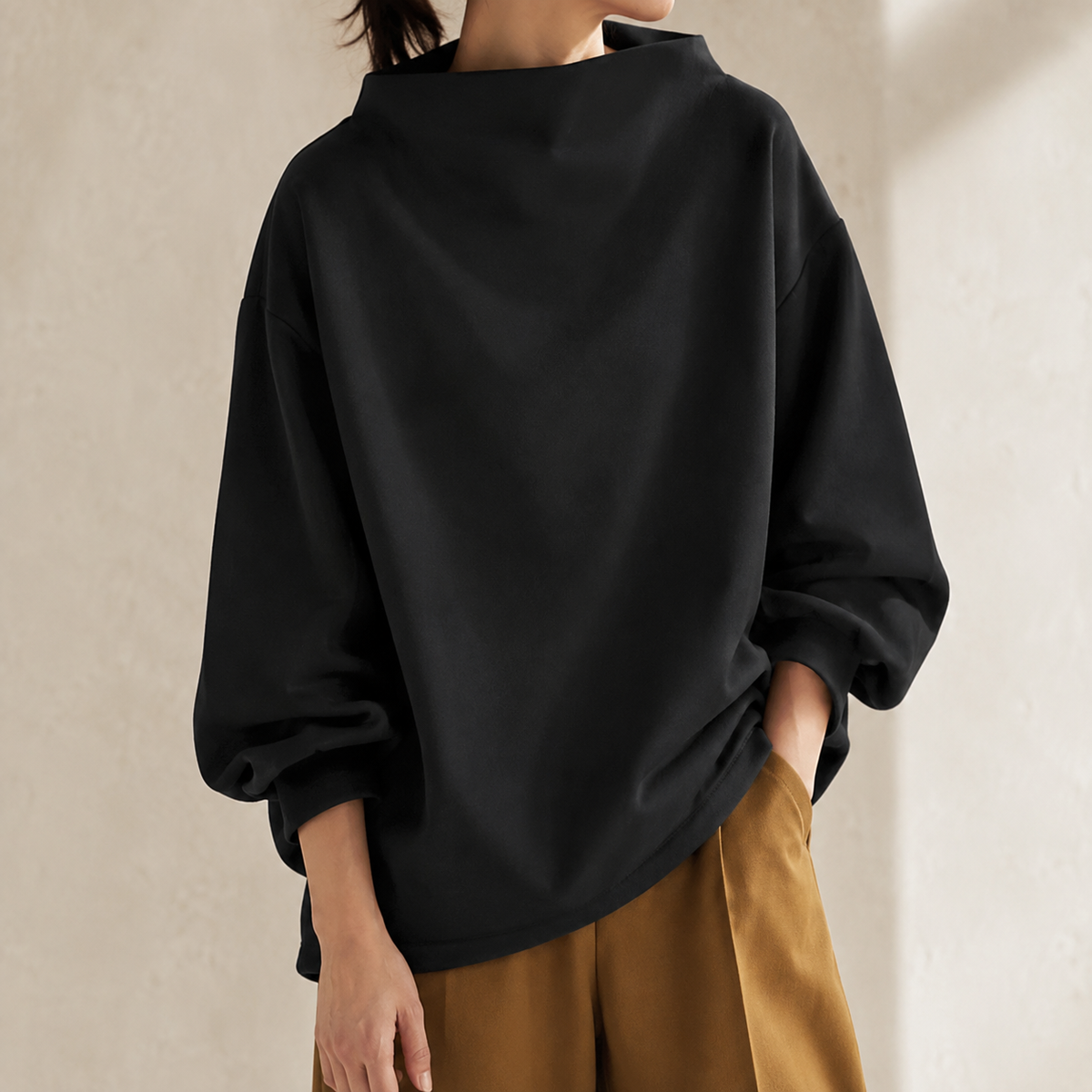 Audrey™ | Elegant High Neck Relaxed Top