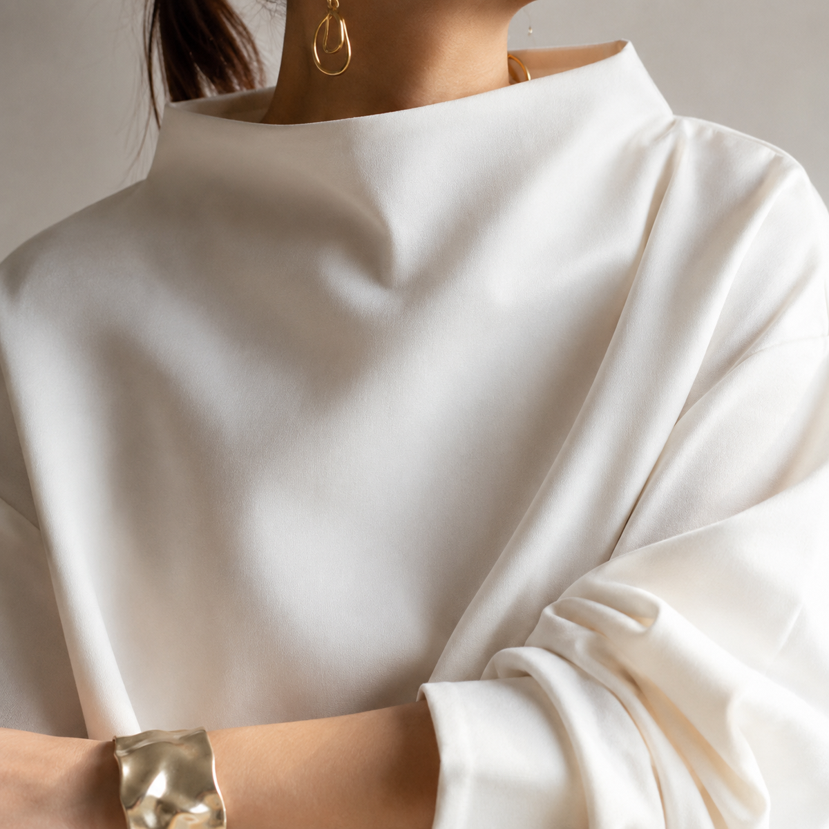 Audrey™ | Elegant High Neck Relaxed Top