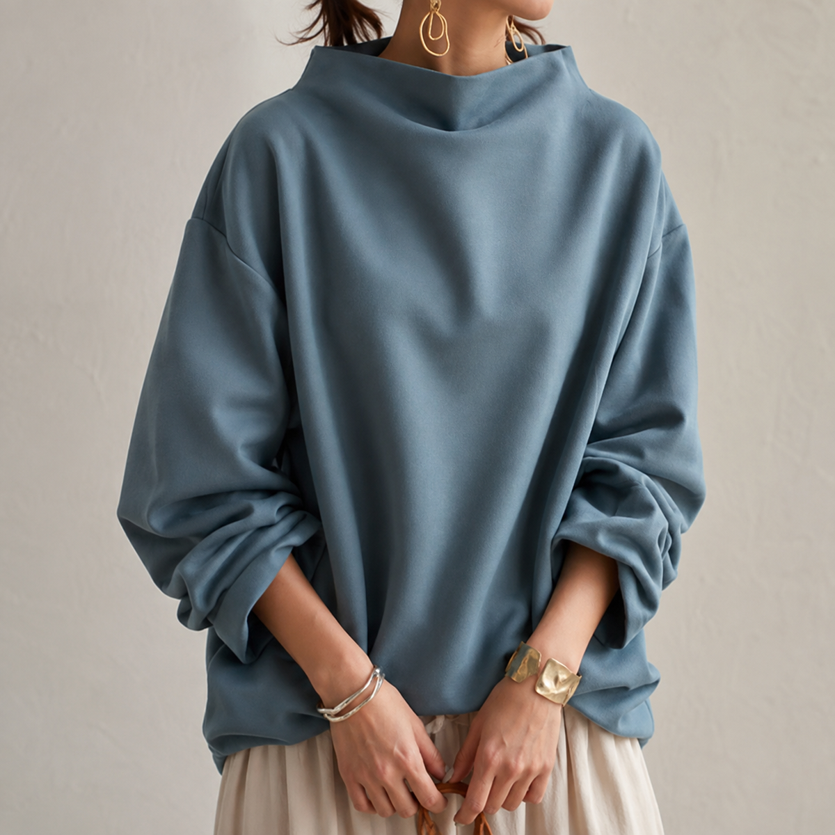 Audrey™ | Elegant High Neck Relaxed Top