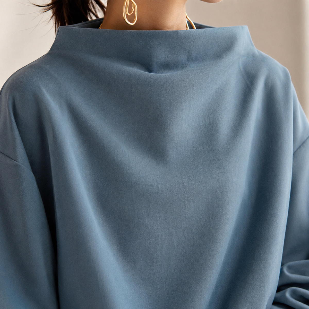Audrey™ | Elegant High Neck Relaxed Top