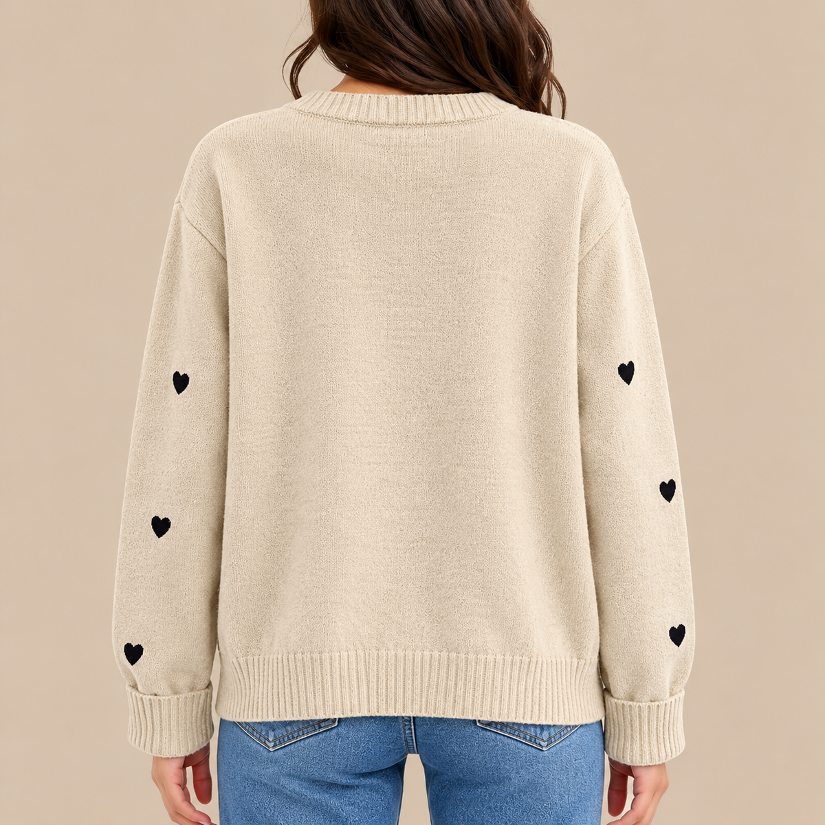 Sally Heart Pattern Knit Cardigan back view