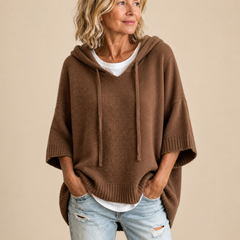 June Hooded Knit Poncho Jumper