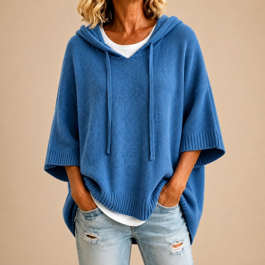 June Hooded Knit Poncho Jumper