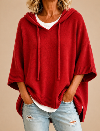 June Hooded Knit Poncho Jumper