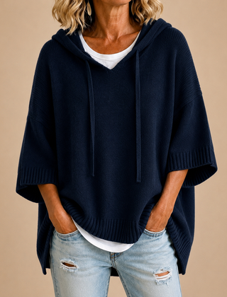 June Hooded Knit Poncho Jumper