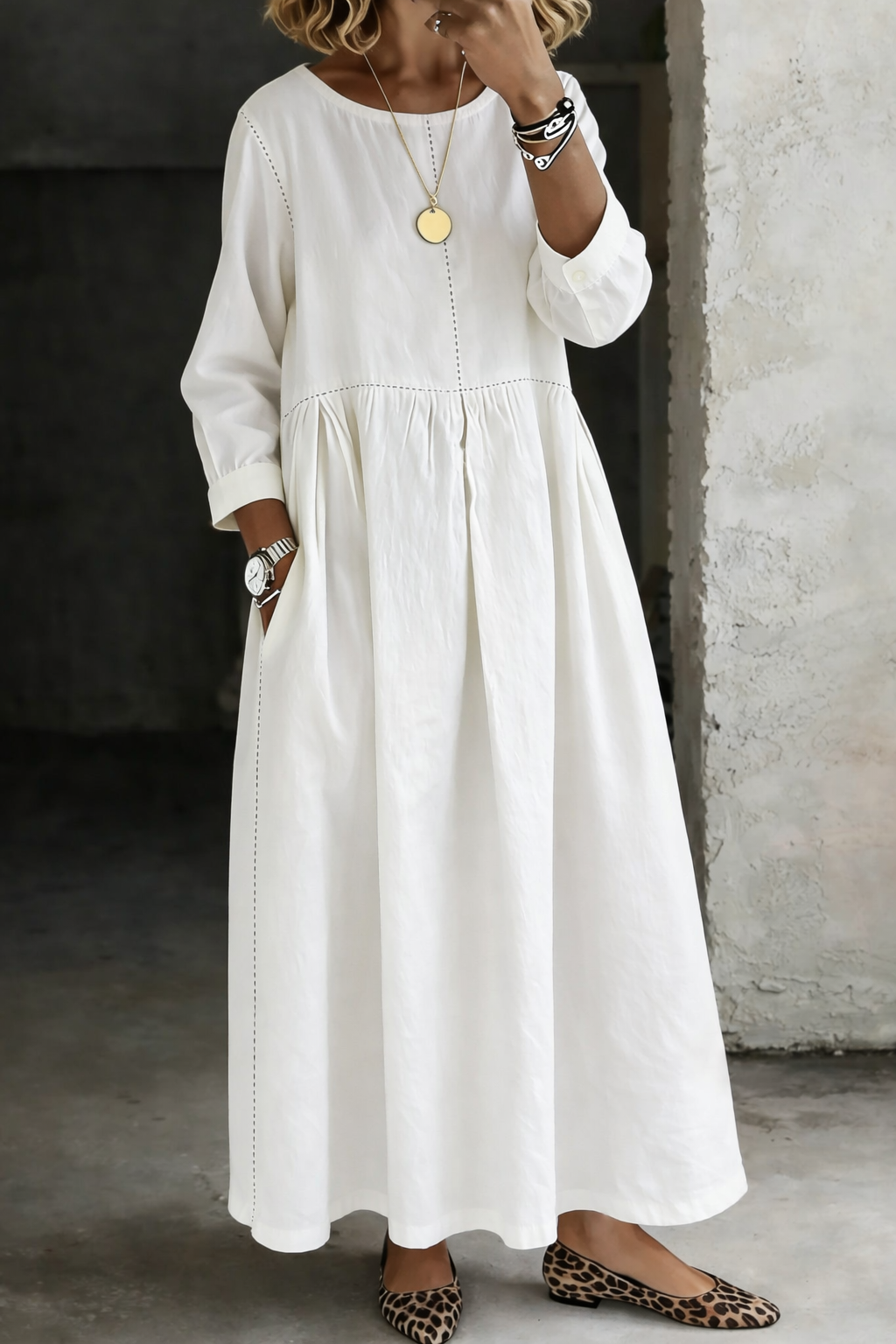 Alison | Denim Look Gathered Maxi Dress