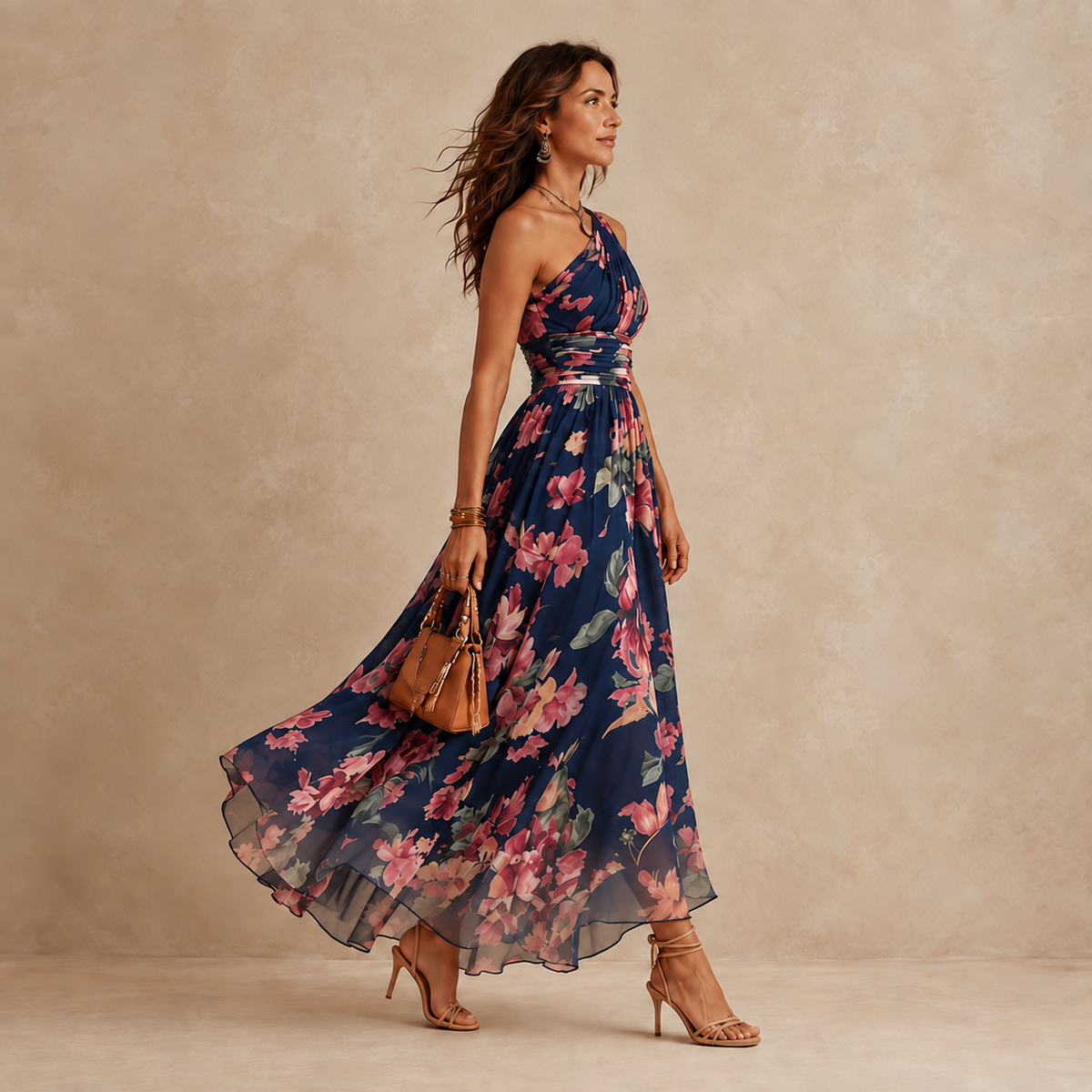 Geraldine One-Shoulder Floral Maxi Dress