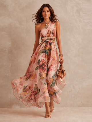 Geraldine One-Shoulder Floral Maxi Dress