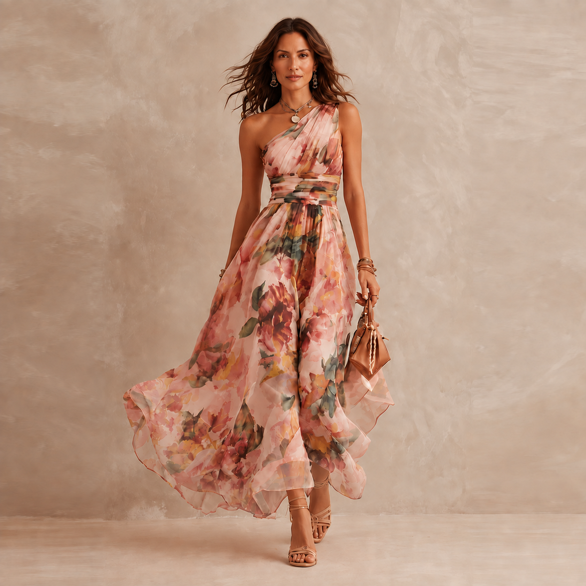 Geraldine One-Shoulder Floral Maxi Dress