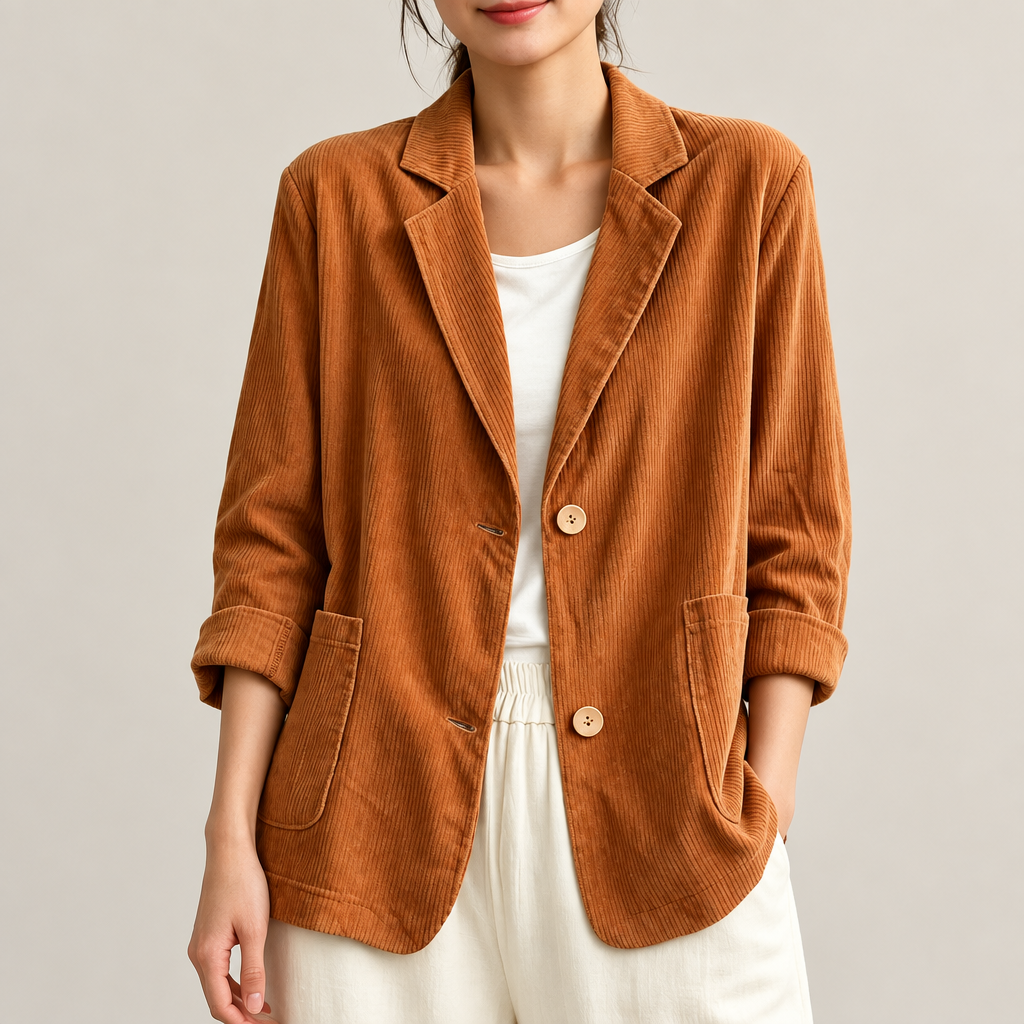 Dawn Relaxed Corduroy Blazer in Rust
