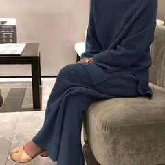 Bridget | Ribbed Knit Jumper and Wide-Leg Trouser Set