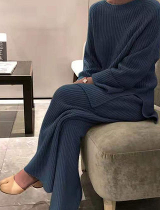 Bridget | Ribbed Knit Jumper and Wide-Leg Trouser Set