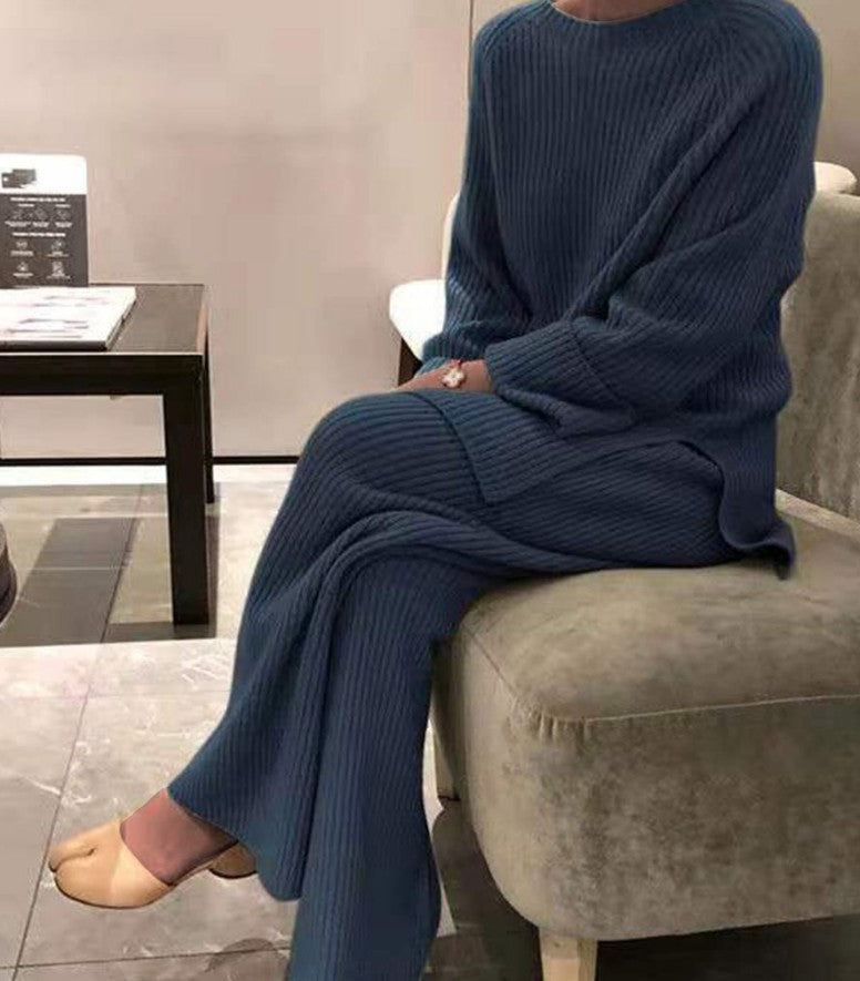 Bridget | Ribbed Knit Jumper and Wide-Leg Trouser Set