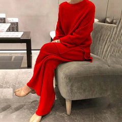 Bridget | Ribbed Knit Jumper and Wide-Leg Trouser Set
