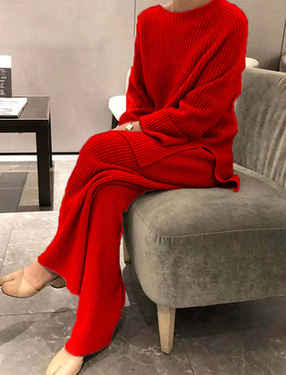 Bridget | Ribbed Knit Jumper and Wide-Leg Trouser Set