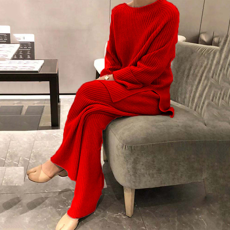 Bridget | Ribbed Knit Jumper and Wide-Leg Trouser Set