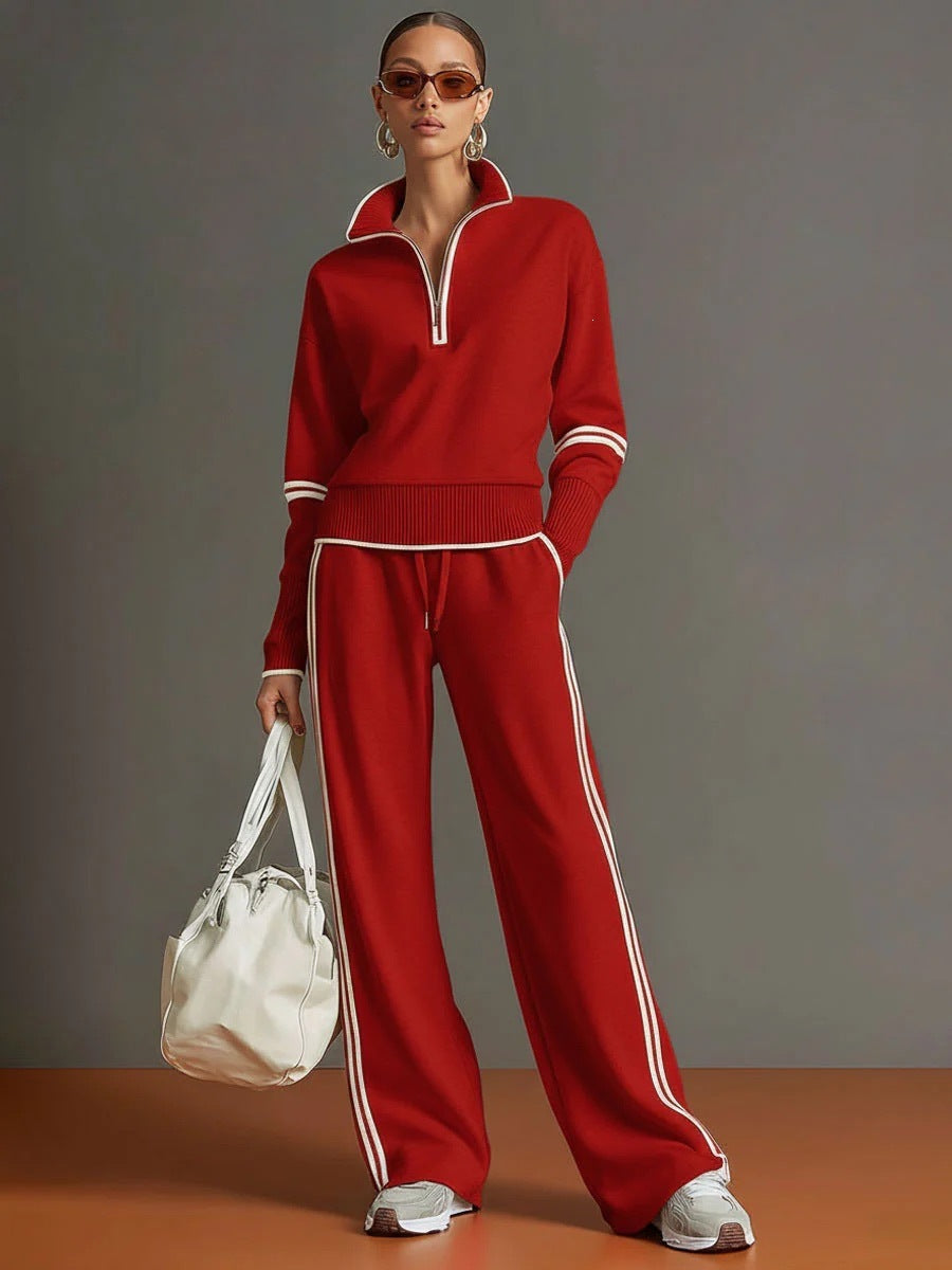 Rhona Half Zip Jumper and Wide Leg Trouser Set