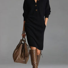 Deirdre | Polo Collar Knit Jumper Dress