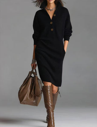 Deirdre | Polo Collar Knit Jumper Dress