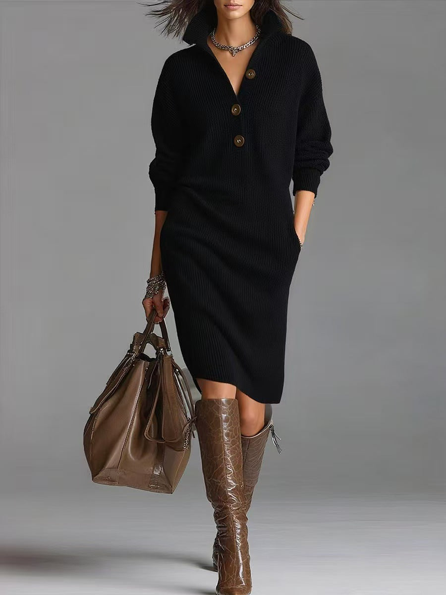 Deirdre | Polo Collar Knit Jumper Dress