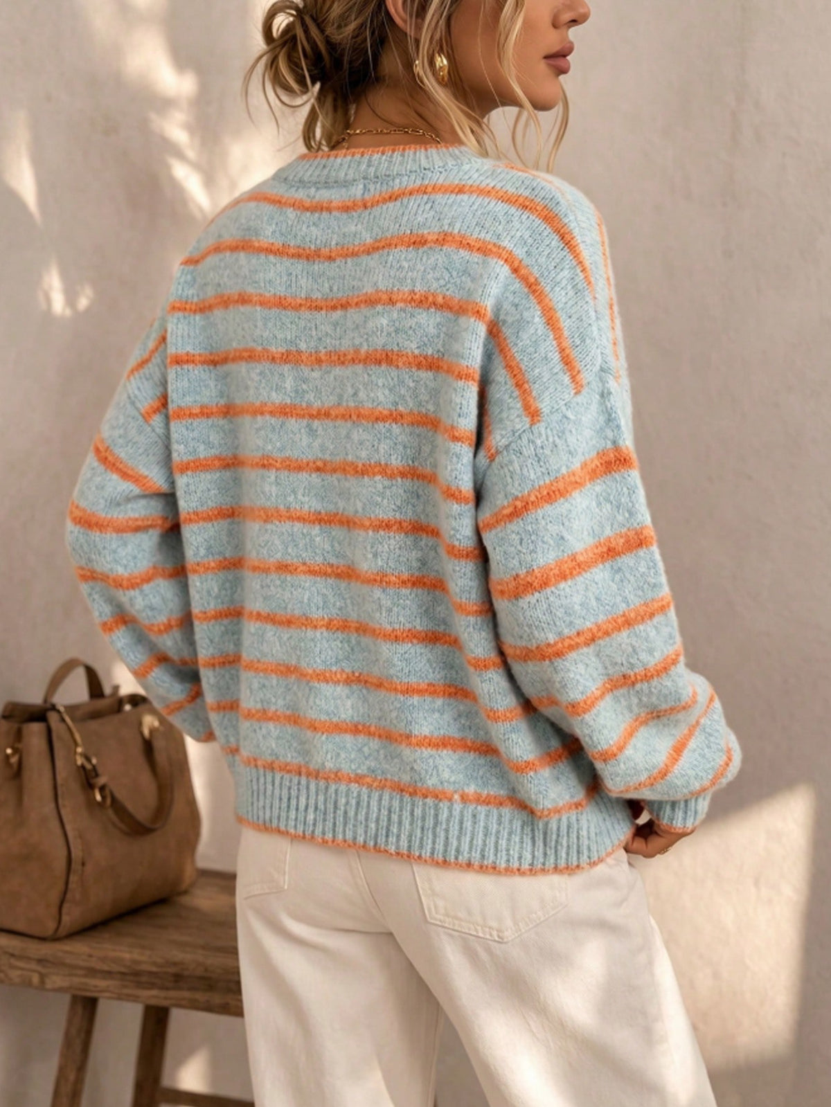 Trish | Striped Button Front Knit Cardigan