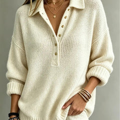 Sally | Polo Collar Button Knit Jumper