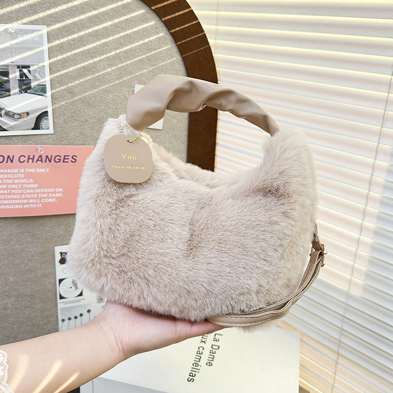 Debbie Faux Fur Shoulder Bag with Top Handle