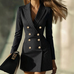 Clare Pinstripe Double Breasted Blazer Dress