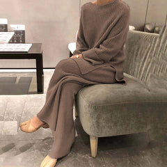 Bridget | Ribbed Knit Jumper and Wide-Leg Trouser Set