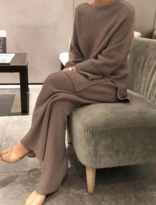 Bridget | Ribbed Knit Jumper and Wide-Leg Trouser Set