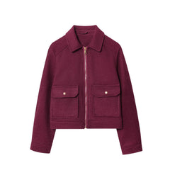 Kathryn Wool Look Zip Jacket with Flap Pockets