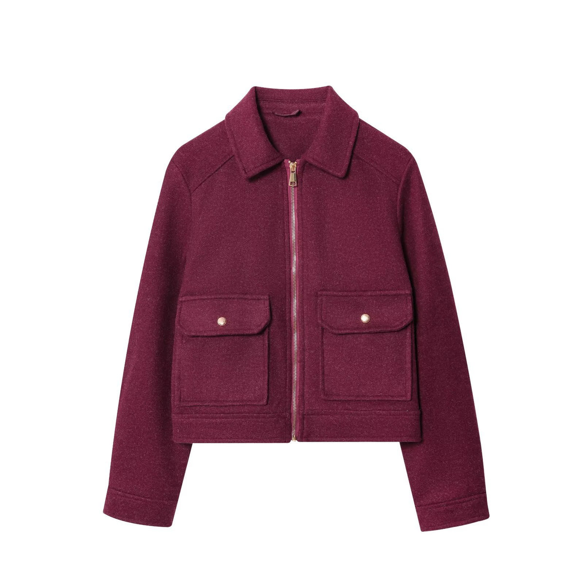 Kathryn Wool Look Zip Jacket with Flap Pockets