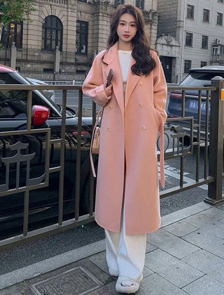Collette Long Double Breasted Belted Coat