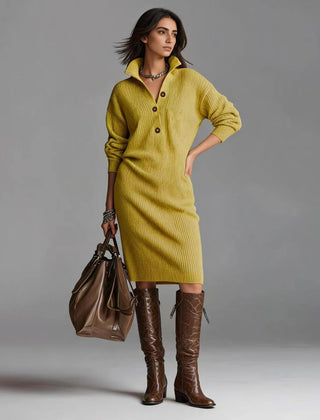 Deirdre | Polo Collar Knit Jumper Dress