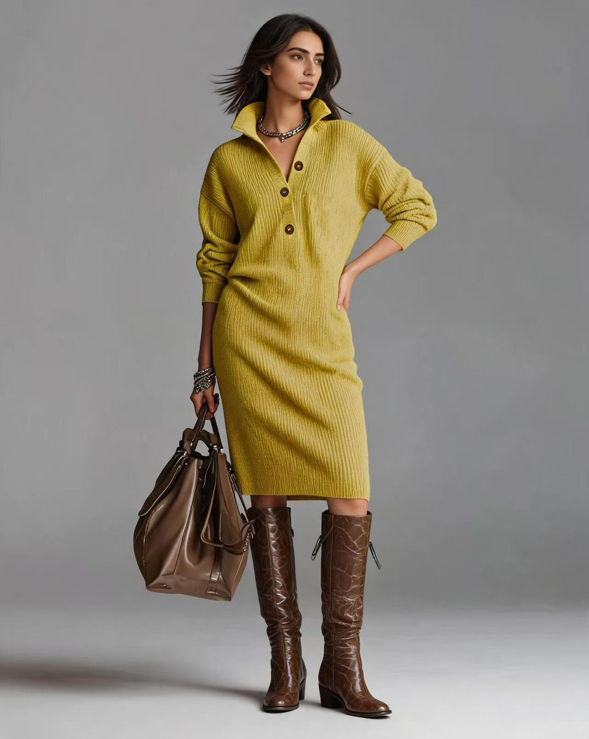 Deirdre | Polo Collar Knit Jumper Dress