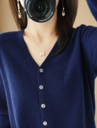 Tanya V-Neck Button Front Fine Knit Cardigan