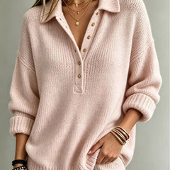 Sally | Polo Collar Button Knit Jumper