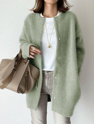 Leanne Soft Fluffy Knit Press Stud Jacket
