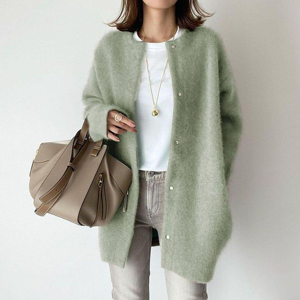 Leanne Soft Fluffy Knit Press Stud Jacket