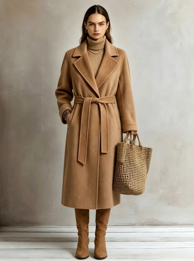Gina Long Belted Wrap Coat