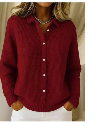 Beryl | Collared Button-Front Ribbed Cardigan