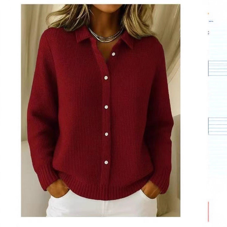 Beryl | Collared Button-Front Ribbed Cardigan