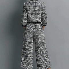 Lois | Tweed-Look Cropped Jacket and Wide-Leg Trouser Set