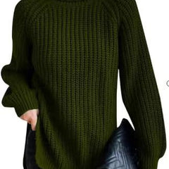 Shona Chunky Roll Neck Longline Jumper in Dark Green