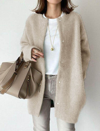 Leanne Soft Fluffy Knit Press Stud Jacket