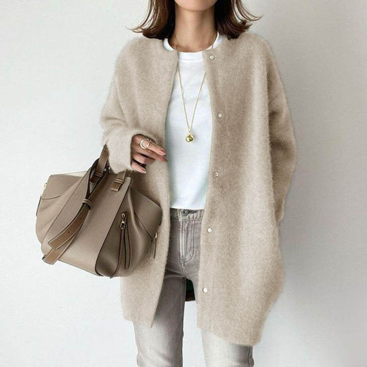 Leanne Soft Fluffy Knit Press Stud Jacket