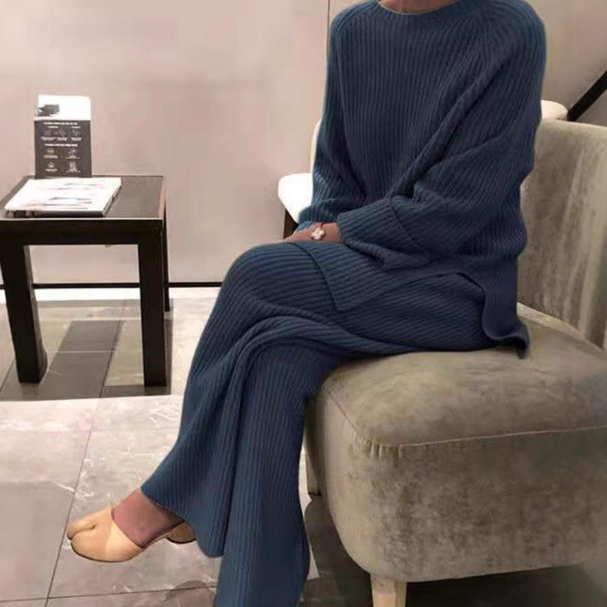 Bridget | Ribbed Knit Jumper and Wide-Leg Trouser Set