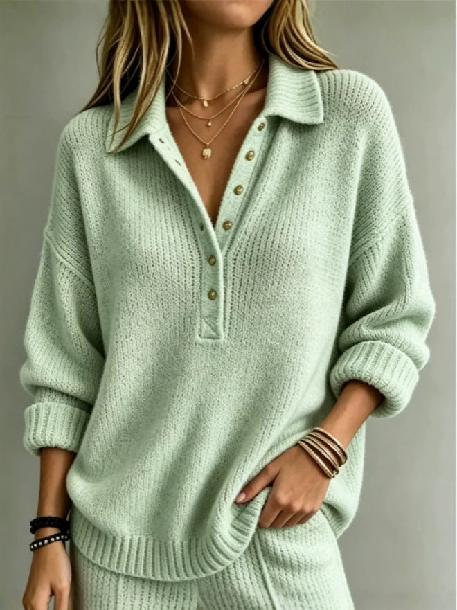 Sally | Polo Collar Button Knit Jumper